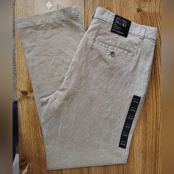 Banana Republic Men's Aiden Chino Slim Leg Linen High Rise Pants sz 34x30, Tan. - Picture 5 of 16